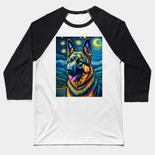 German Shepherd in starry night Baseball T-Shirt